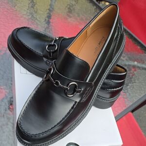Men's Black Leather Horsebit Loafers
